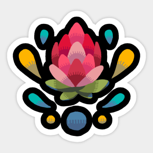 Dark Open Simple Protea Bud Stamp Sticker